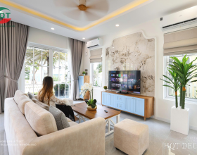 thiết kế nội thất nhà phố gỗ óc chó cao cấp